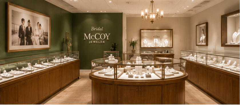 Vintage Stone-Wall Showcase Units matching historic building masonry